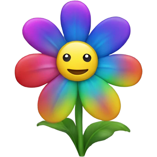 rainbow flower with a face emoji