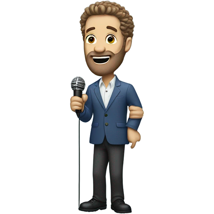 White man with hairy arms talking into a microphone emoji