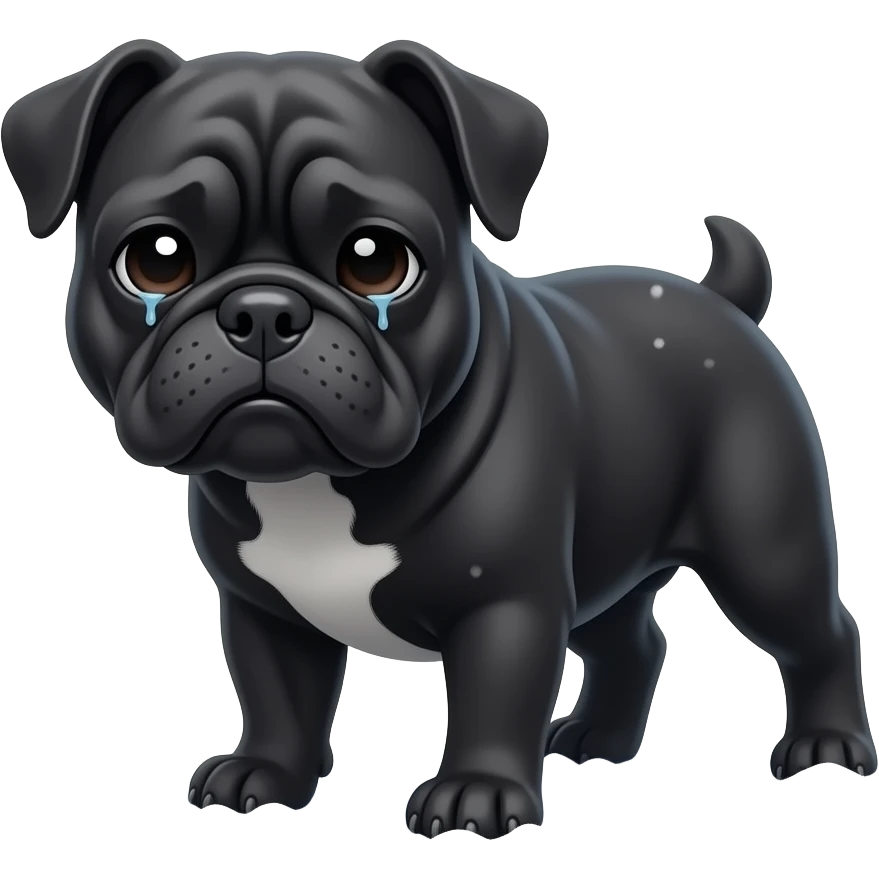 A shivering little black bulldog emoji
