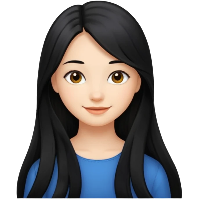 Make a girl with long black silky  hair emoji