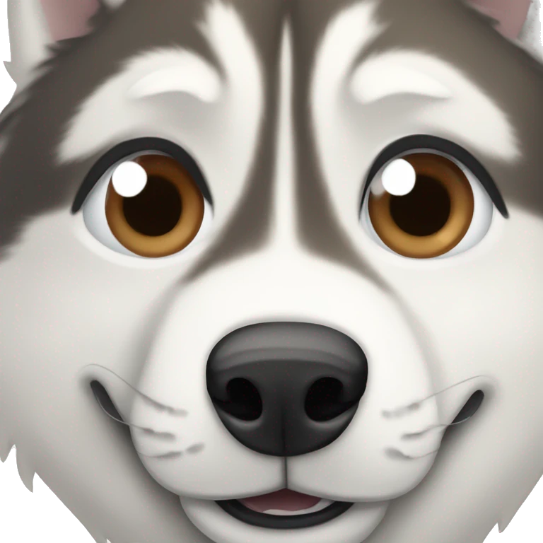 Husky with one eye blue and one brown eye emoji