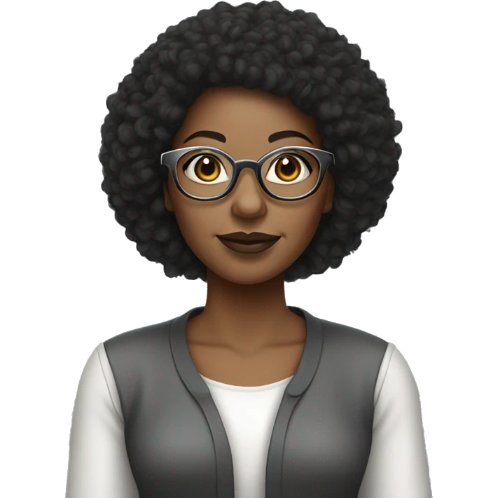 African American woman with short black afro and wire rimmed glasses and silver earring emoji
