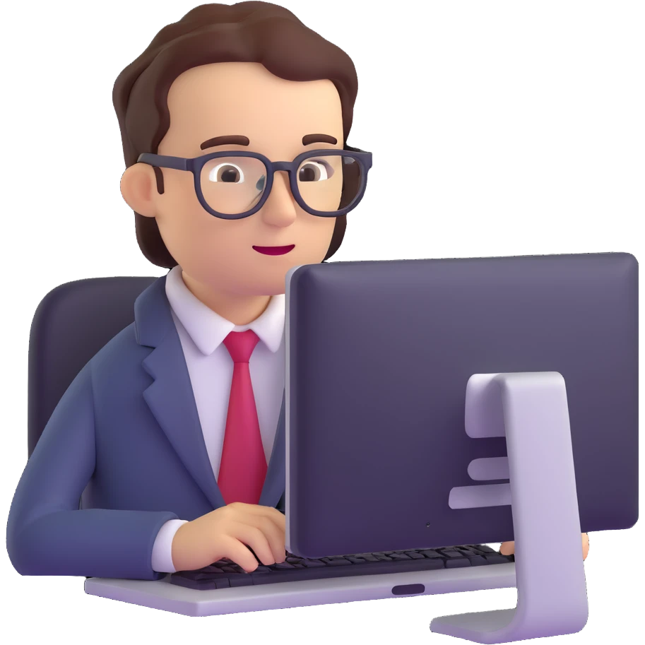 business analyst studying price data on computer emoji