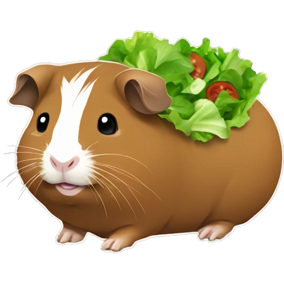 brown guinea pig with green salad emoji
