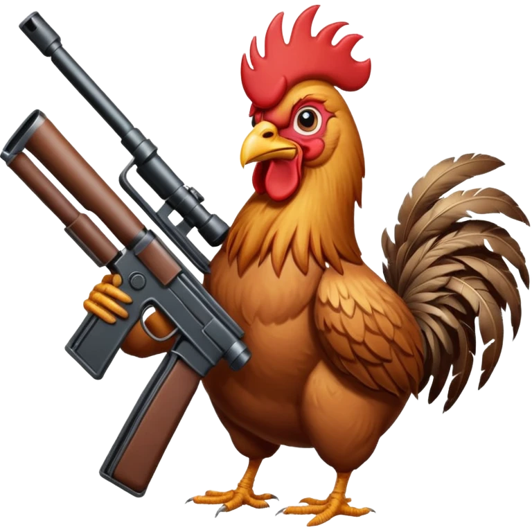 Rooster with a machine gun emoji