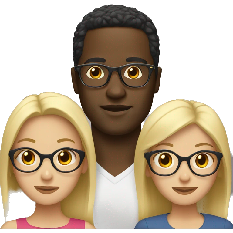 Black guy glasses with two blondes emoji