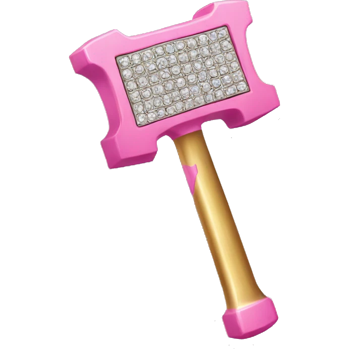 Pink and gold hammer with diamonds  emoji