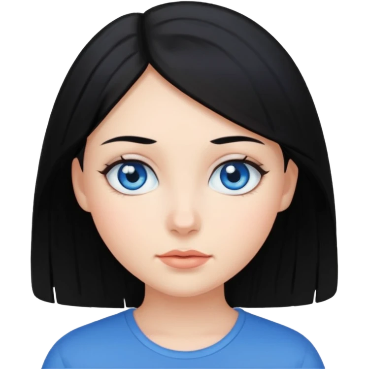 Chica de pelo negro y color de piel blanca con ojos azules emoji