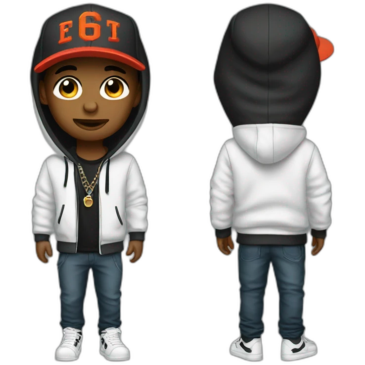 rapper in snapback and hoodie emoji