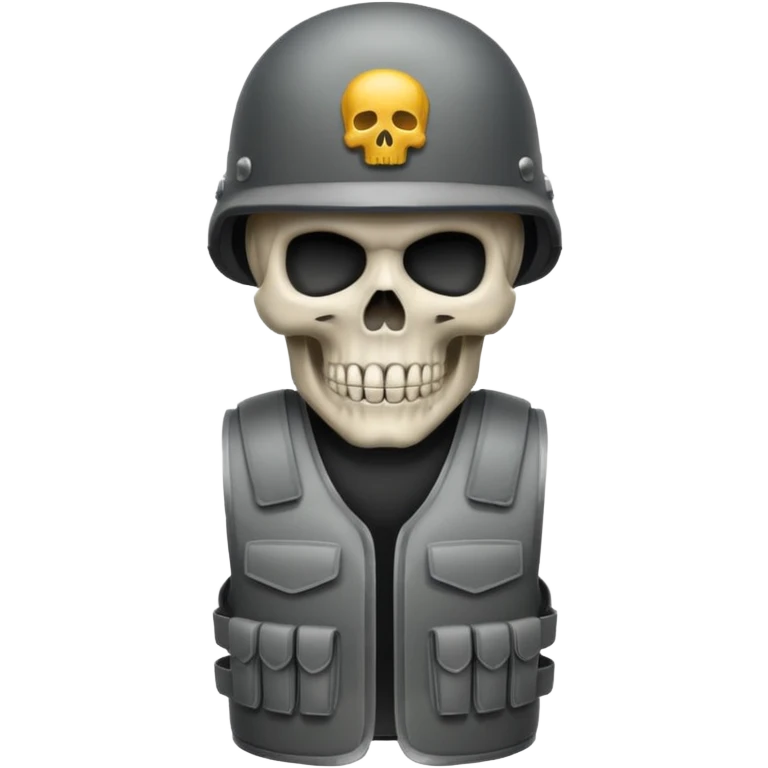 Skull wearing bullet proof vest and military helmet emoji