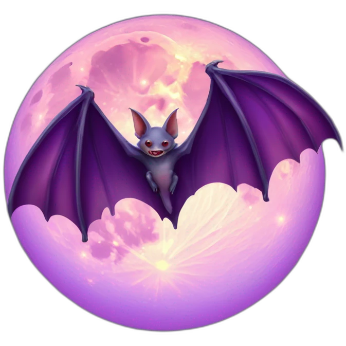 purple dripping vampire bat wings flying in front of large realistic color full moon emoji