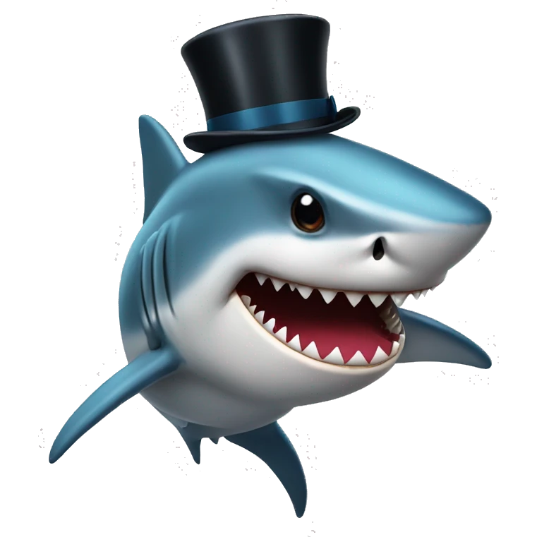 Shark with a top hat emoji