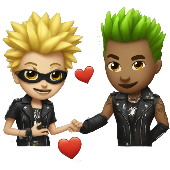 heart whait and punk emoji