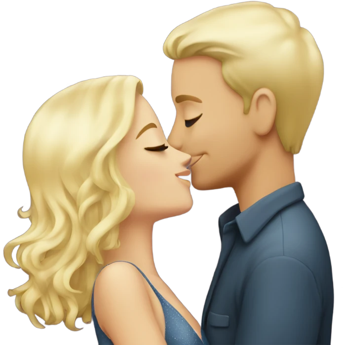 blonde white couple kissing on new years emoji