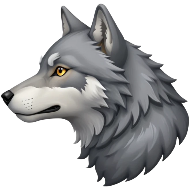 wolf head in profile view, side view of wolf face emoji