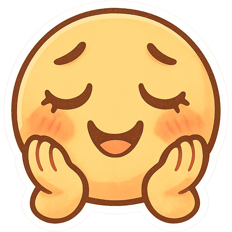 emoji representing the emotion of 'nostaljoy', a creative blend of nostalgia and joy, cute and expressive face with warm, soft colors and a dreamy, happy vibe emoji