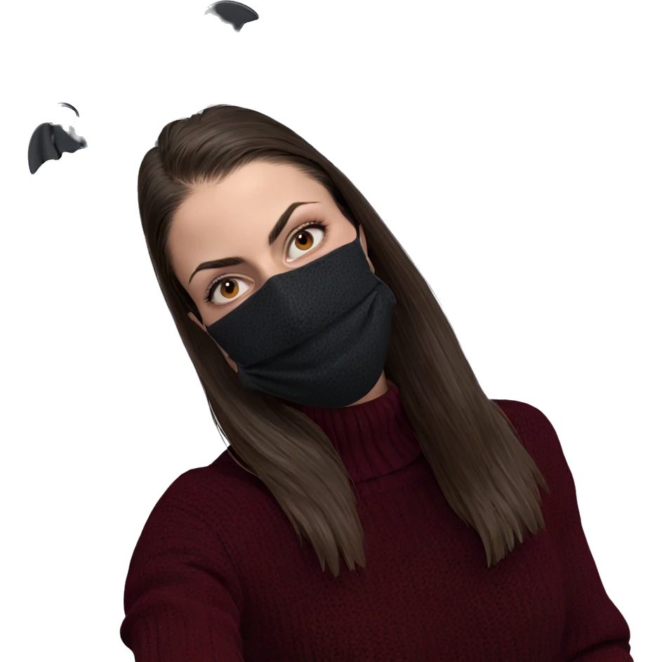 girl in red sweater mask emoji