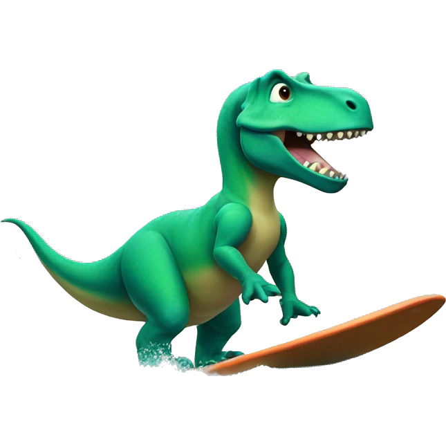 Dinosaur surfing emoji
