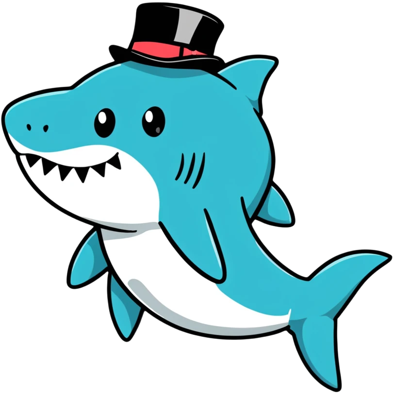 Shark with a top hat emoji