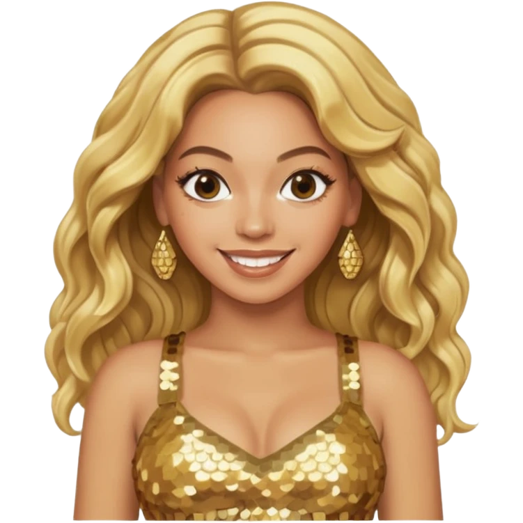 Beyonce with blonde hair, gold sequin crop top  emoji