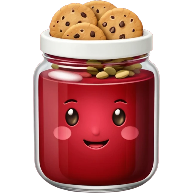 Haz un emoji de un tarro de galletas Red Velvet con pepitas de chocolate blanco emoji
