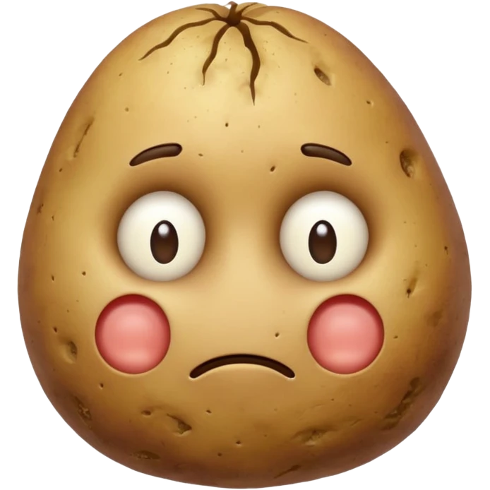 Potato that is confused with hand scratching his head with no mouth and eyes emoji