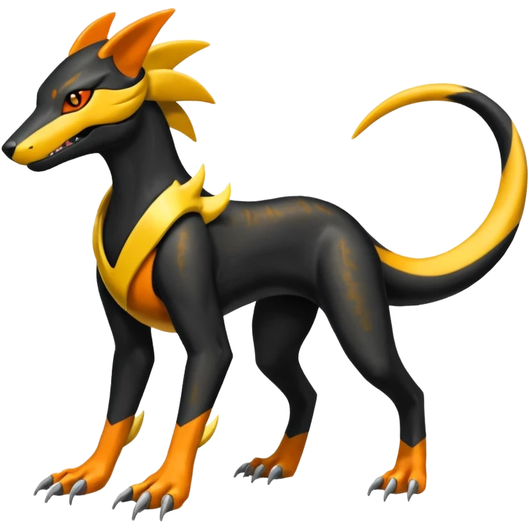 Shiny 4-legged Salandit-Electrike-Amaura-Houndoom-Zeraora-fusion, full body emoji