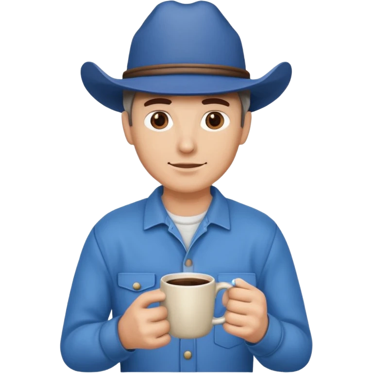 Ranch hand with blue hat and coffee mug emoji