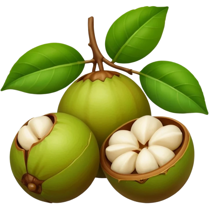 macadamia nut with leaves emoji