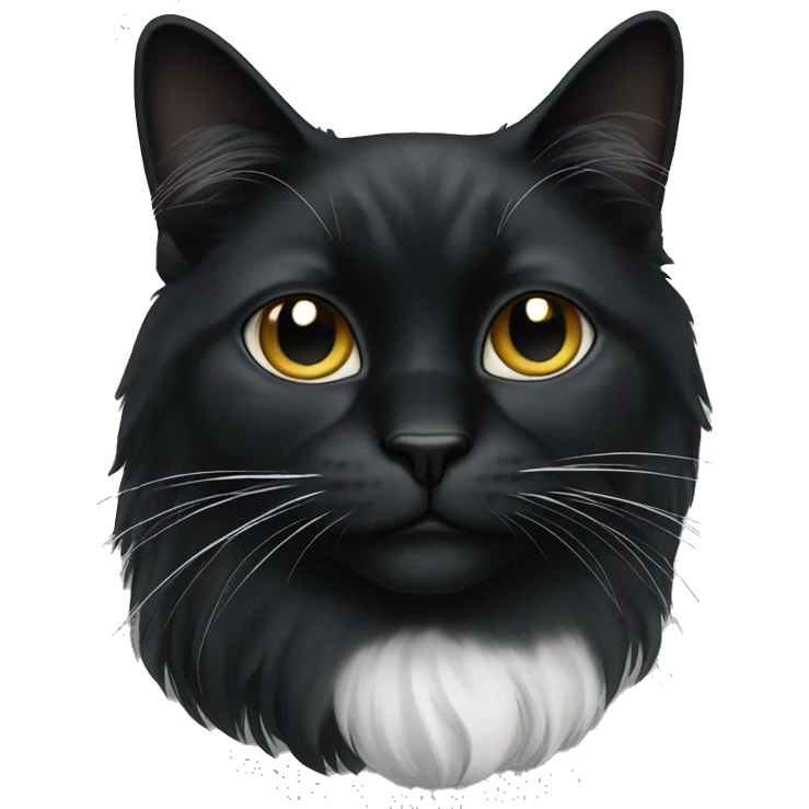 black long hair cat with black and white muzzle emoji