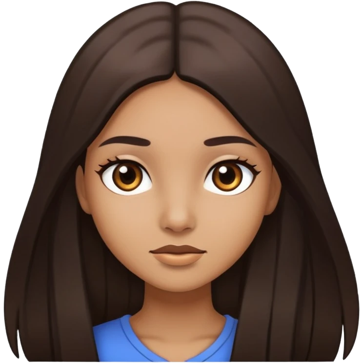 girl with light brown skin, dark eyes and dark straight long hair emoji