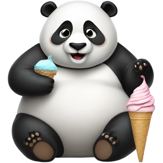 obese panda with ice cream emoji