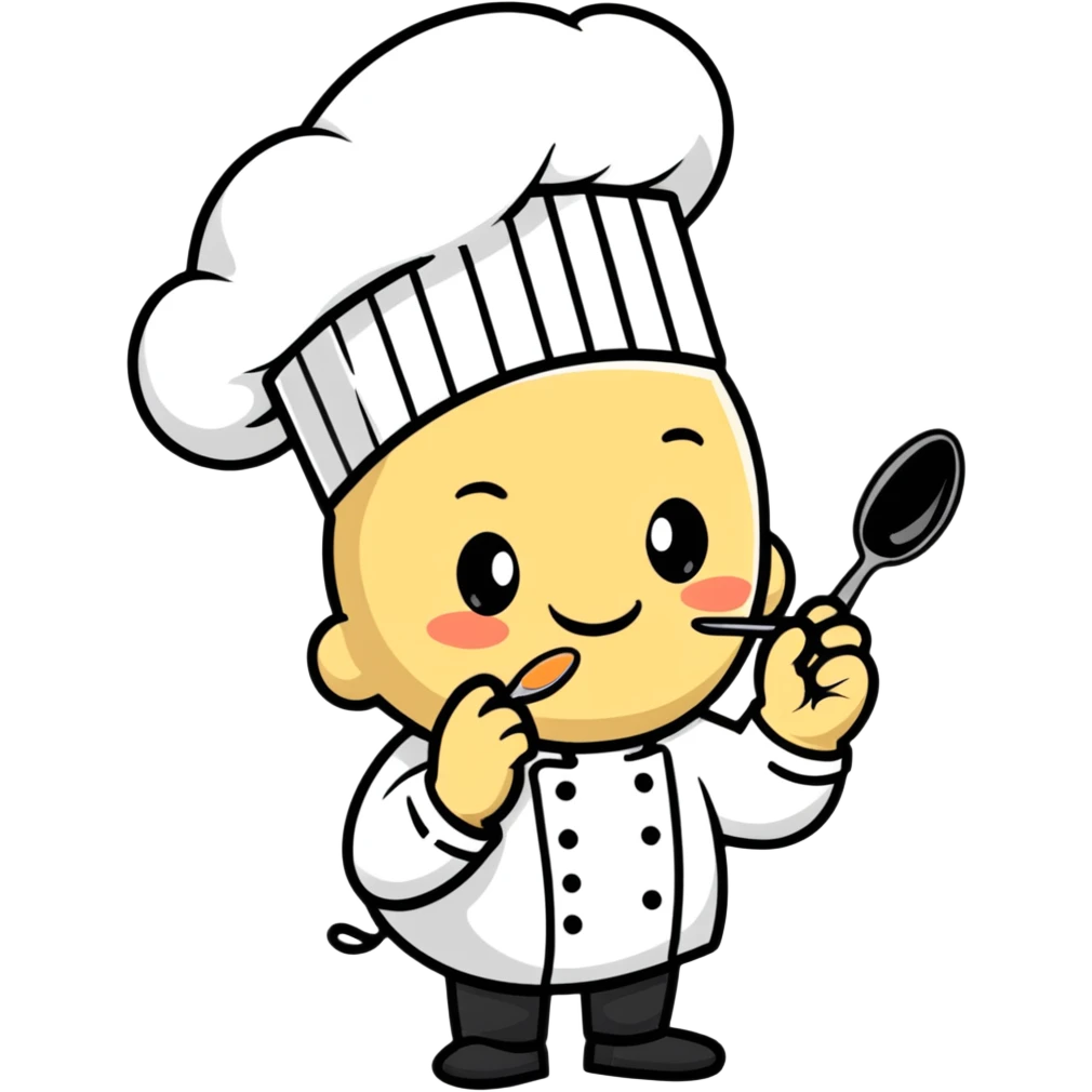 cartoon chef tasting food from a spoon emoji