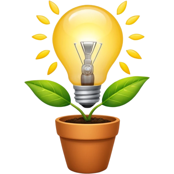 lightbulb emerging from a plant pot, symbolizing innovation and start-up growth emoji