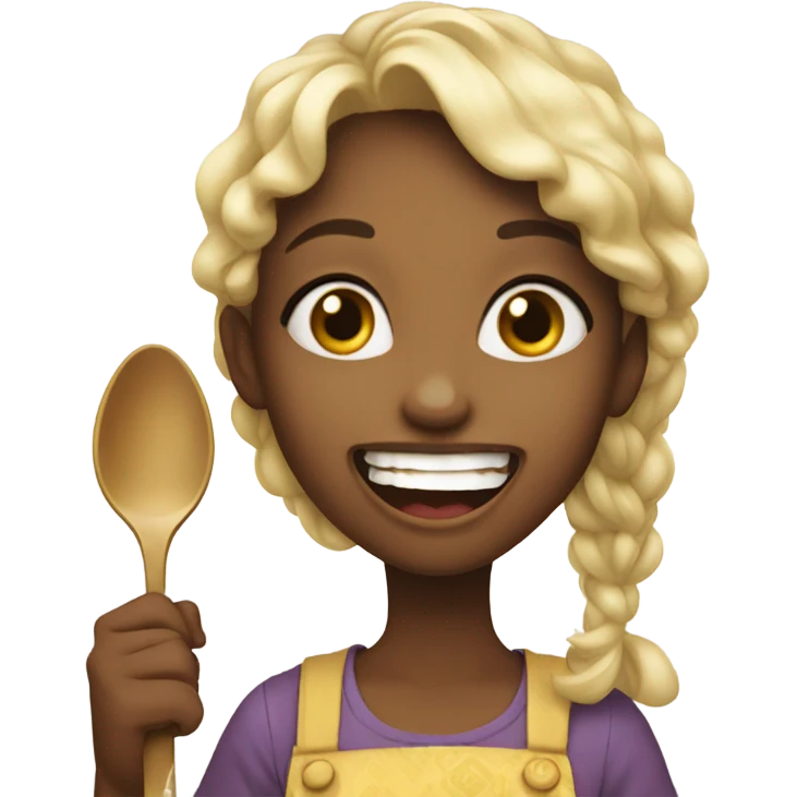 girl enjoying food with spoon emoji