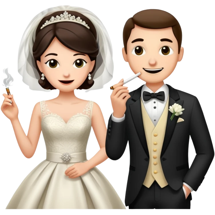 Person in fancy clothes sneaking into a wedding ceremony with a mischievous grin, uninvited guest, smoking emoji