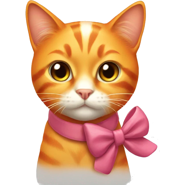 Orange cat with bow emoji