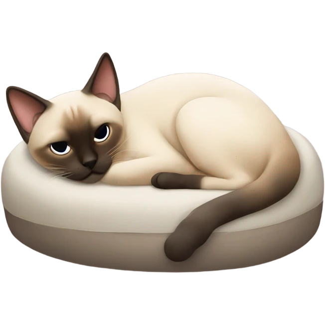 sleepy siamese cat on bed emoji