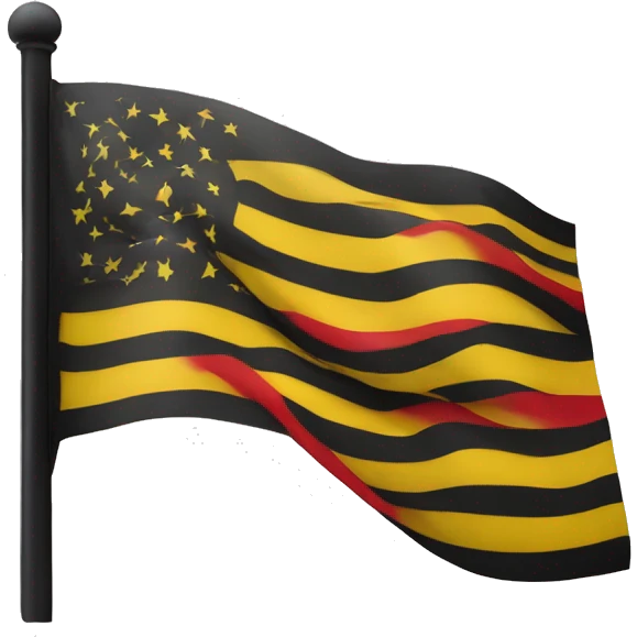 A wavy flag with a yellow circle in the middle with black on top and red on the bottom  emoji