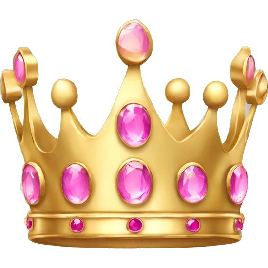 Simple gold queen crown with pink jewels emoji