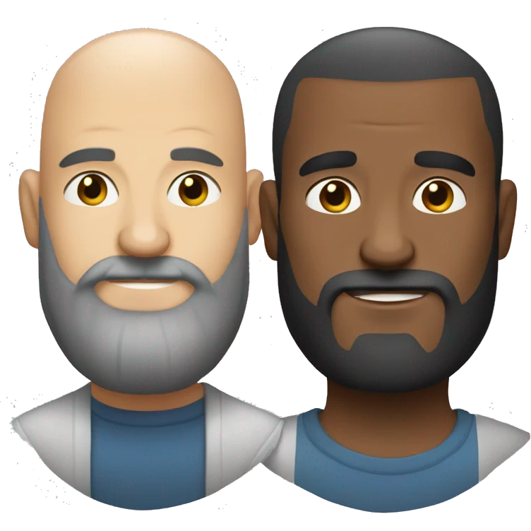 Handsome bald bearded man and ugly bearded bald man emoji