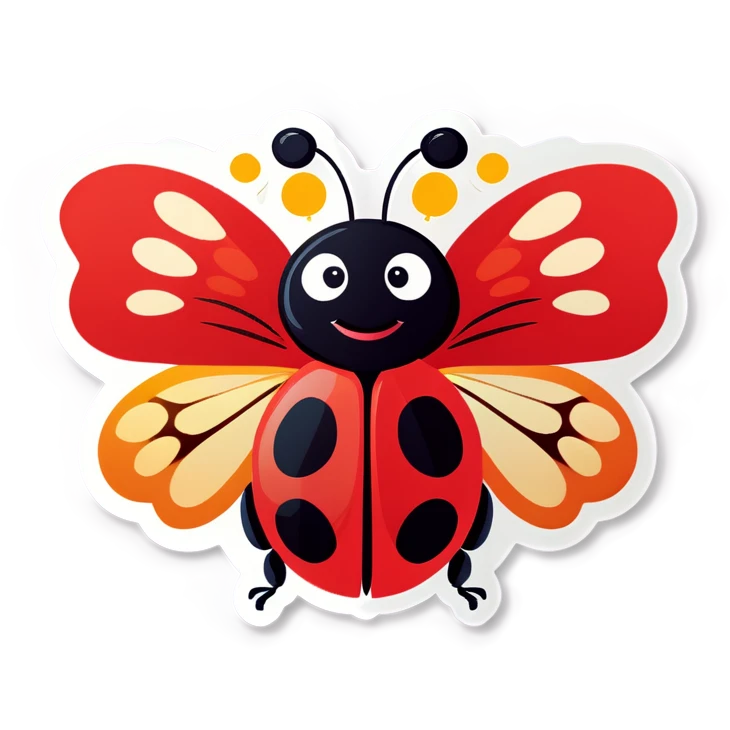 Cute ladybug with butterfly  emoji