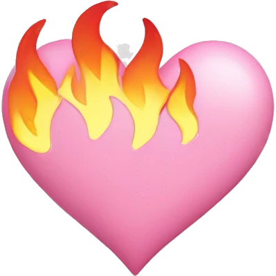 Pastel pink heart with flames emoji