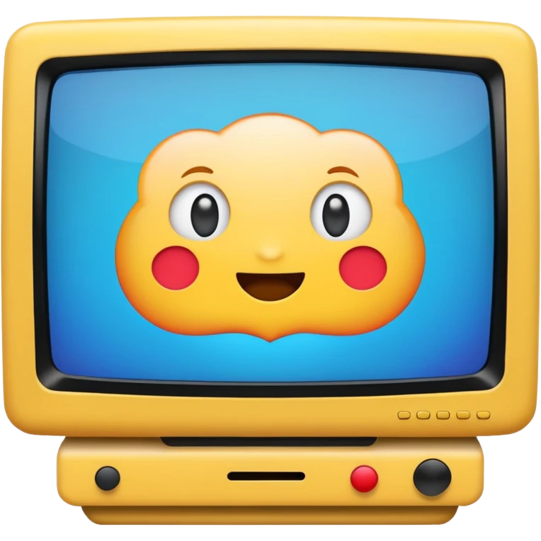 A tv with a cartoon on emoji