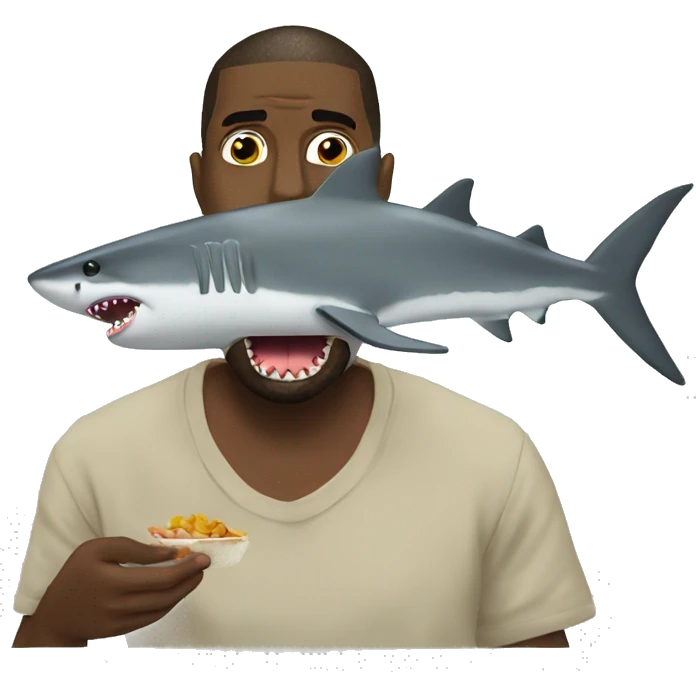 Kanye west eating a shark emoji