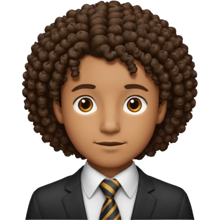 curly hair black man with tie emoji