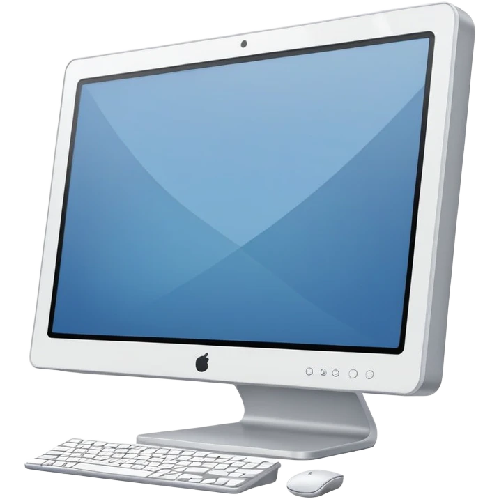A flat-style illustration of a computer monitor . The monitor is sleek and modern, rendered in minimal detail. Clean, cartoon style, white background, iOS emoji aesthetic. emoji