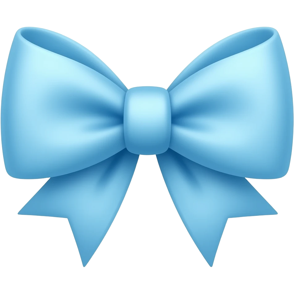 light blue colored glowing realistic looking bow emoji