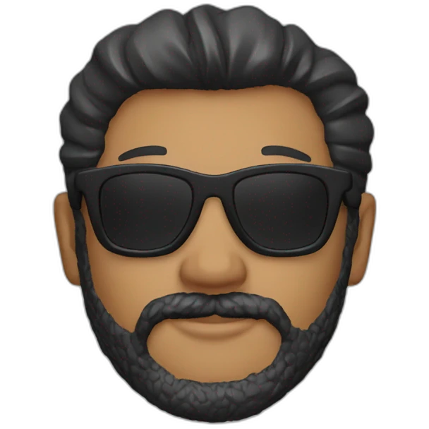 Man with beard sunglasses leather jacket earrings emoji