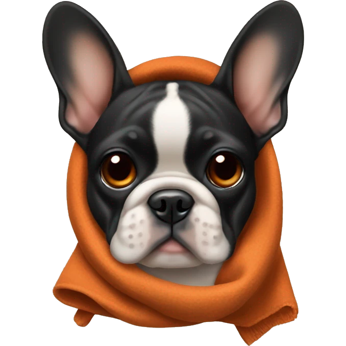 Black and tan frenchie with burnt orange blanket  emoji
